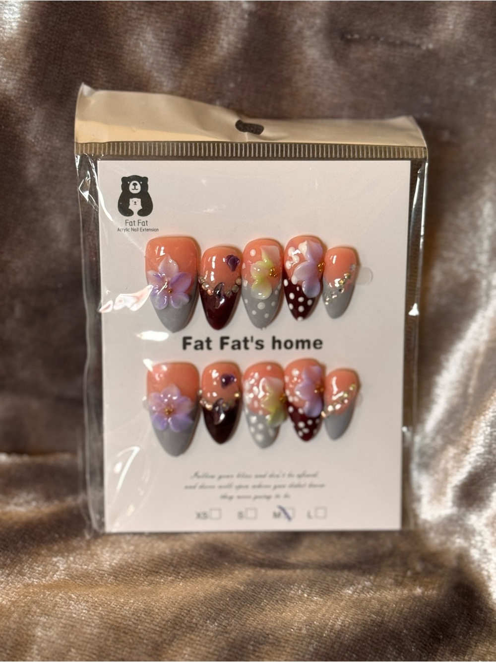 ๐
#590- Handmade Press-On Nails Purple/Gray Medium Almond 2.5